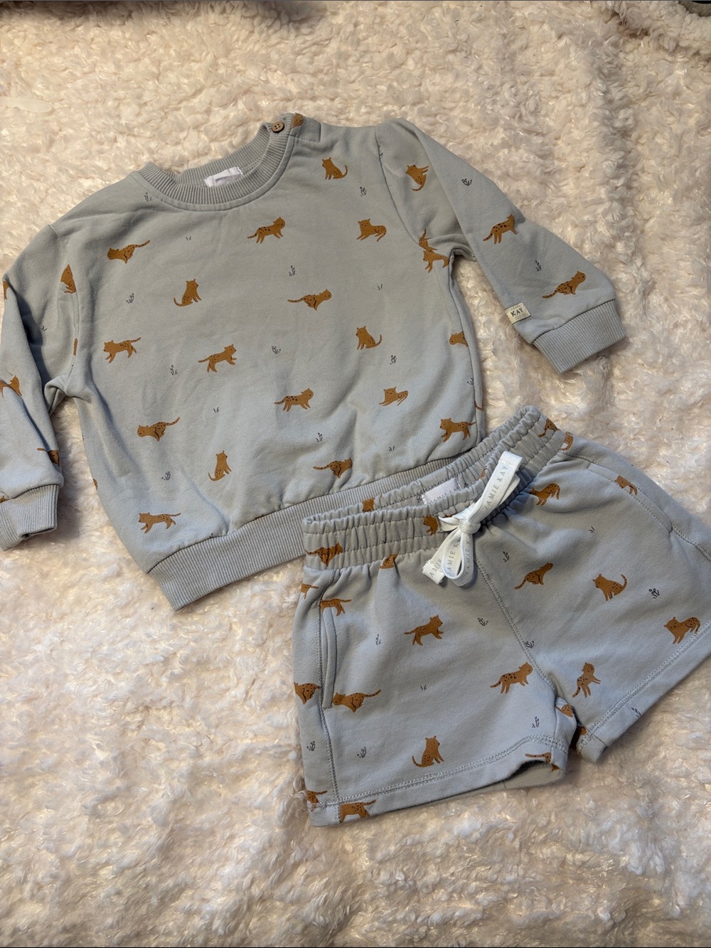 Jamie Kay 1 Year Sweatshirt & Shorts Set Leopard Print